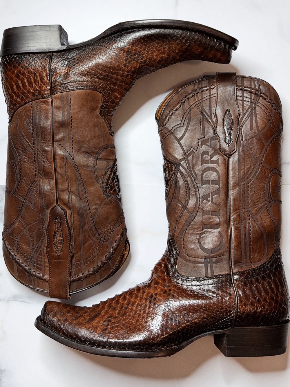 Cuadra Engraved Python Western Boots